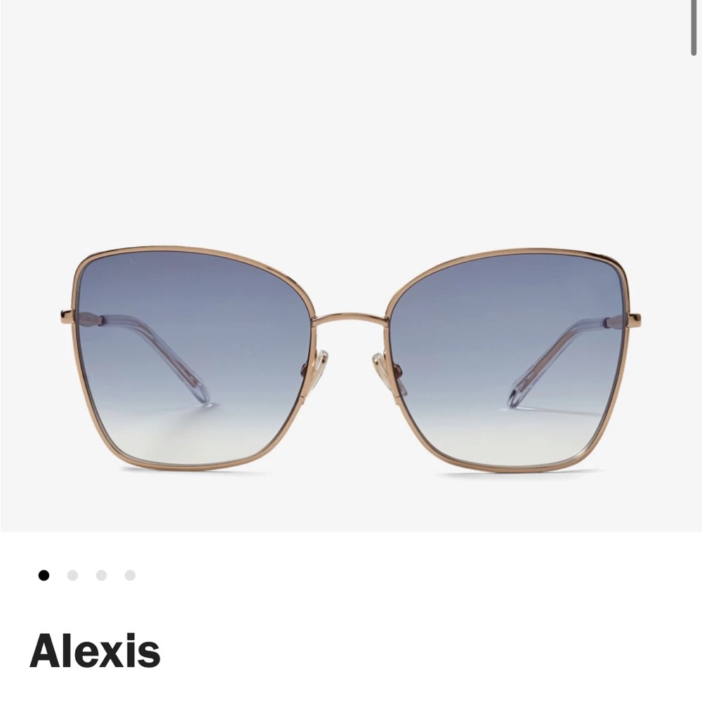 Jimmy Choo Alexis Sunglasses, NWT Blue Shaded Gold Mirror